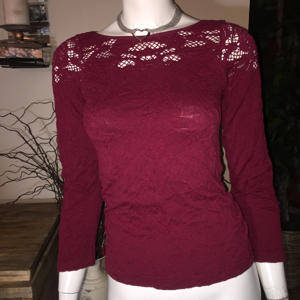 TWO!! (2) Stretch Tops (1) Burgundy & (1) Black